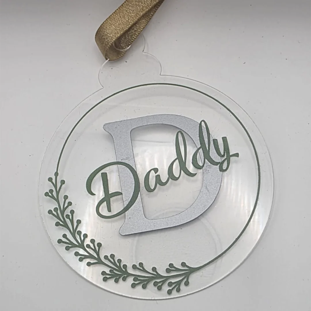 Personalised “Daddy” Bauble – Silver