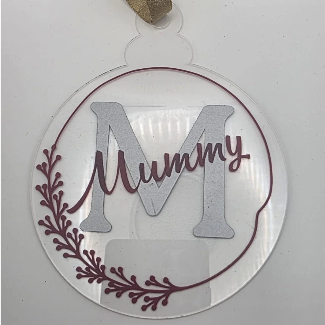 Personalised “Mummy” Bauble – Silver