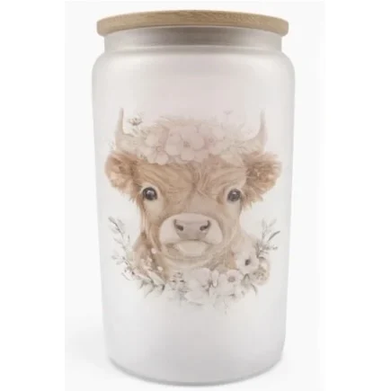Highland Cow Frosted Glass Tumbler