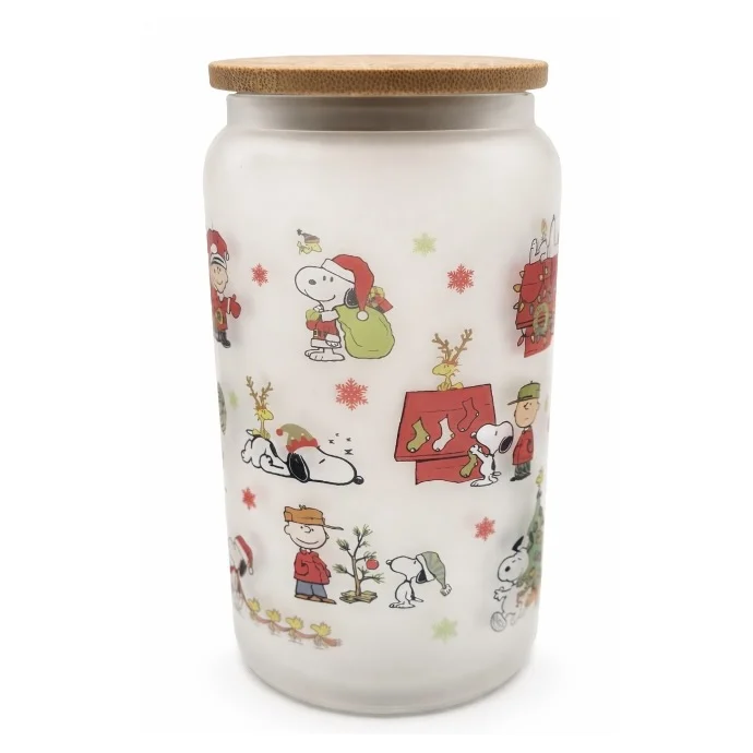 Snoopy Christmas Glass Tumbler