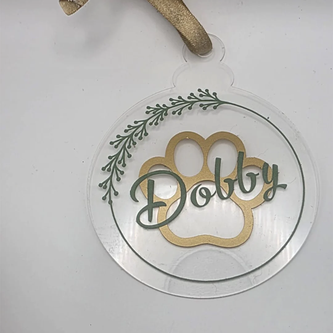 Personalised Paw Print Bauble – Gold