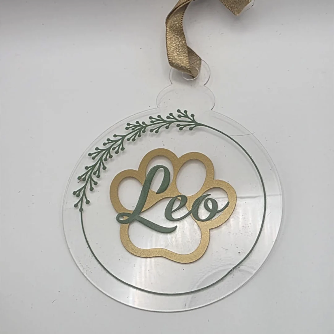Personalised Paw Print Bauble – Gold - Image 2