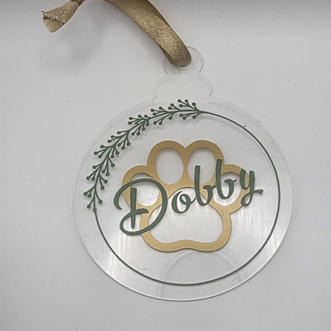 Personalised Paw Print Bauble – Gold - Image 3