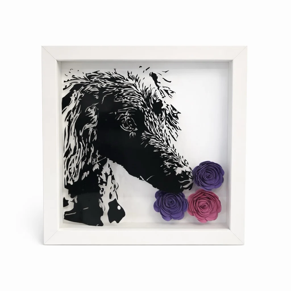 Personalised Dog Silhouette Shadow Box Frame — Floral