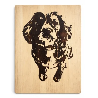 Wood Burned Dog Design Wooden Board